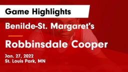 Benilde-St. Margaret's  vs Robbinsdale Cooper  Game Highlights - Jan. 27, 2022