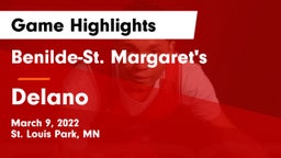 Benilde-St. Margaret's  vs Delano  Game Highlights - March 9, 2022