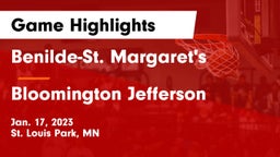 Benilde-St. Margaret's  vs Bloomington Jefferson  Game Highlights - Jan. 17, 2023