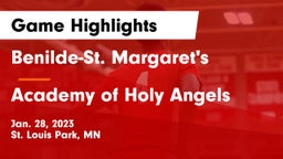 Benilde-St. Margaret's  vs Academy of Holy Angels  Game Highlights - Jan. 28, 2023