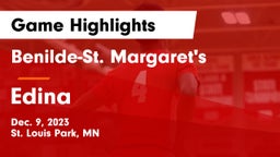 Benilde-St. Margaret's  vs Edina  Game Highlights - Dec. 9, 2023