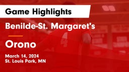 Benilde-St. Margaret's  vs Orono  Game Highlights - March 14, 2024