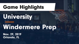 University  vs Windermere Prep  Game Highlights - Nov. 29, 2019