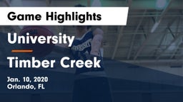 University  vs Timber Creek  Game Highlights - Jan. 10, 2020