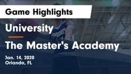 University  vs The Master's Academy Game Highlights - Jan. 14, 2020