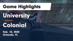 University  vs Colonial  Game Highlights - Feb. 10, 2020