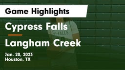 Cypress Falls  vs Langham Creek  Game Highlights - Jan. 20, 2023