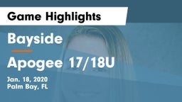 Bayside  vs Apogee 17/18U Game Highlights - Jan. 18, 2020