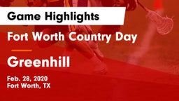Fort Worth Country Day  vs Greenhill  Game Highlights - Feb. 28, 2020
