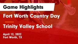 Fort Worth Country Day  vs Trinity Valley School Game Highlights - April 12, 2022