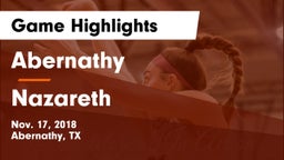 Abernathy  vs Nazareth Game Highlights - Nov. 17, 2018