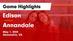 Edison  vs Annandale  Game Highlights - May 1, 2024