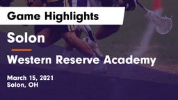 Solon  vs Western Reserve Academy Game Highlights - March 15, 2021
