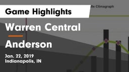 Warren Central  vs Anderson  Game Highlights - Jan. 22, 2019