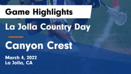 La Jolla Country Day  vs Canyon Crest Game Highlights - March 4, 2022