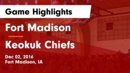 Fort Madison  vs Keokuk Chiefs Game Highlights - Dec 02, 2016