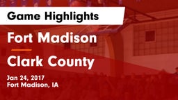 Fort Madison  vs Clark County  Game Highlights - Jan 24, 2017