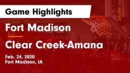 Fort Madison  vs Clear Creek-Amana Game Highlights - Feb. 24, 2020