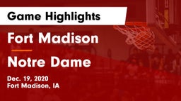 Fort Madison  vs Notre Dame  Game Highlights - Dec. 19, 2020