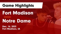 Fort Madison  vs Notre Dame  Game Highlights - Dec. 16, 2023