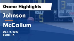 Johnson  vs McCallum  Game Highlights - Dec. 2, 2020