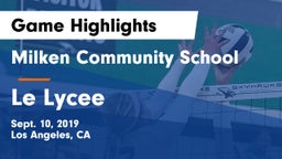Milken Community School vs Le Lycee Game Highlights - Sept. 10, 2019