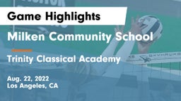 Milken Community School vs Trinity Classical Academy  Game Highlights - Aug. 22, 2022