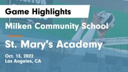Milken Community School vs St. Mary's Academy Game Highlights - Oct. 13, 2022