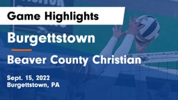 Burgettstown  vs Beaver County Christian Game Highlights - Sept. 15, 2022