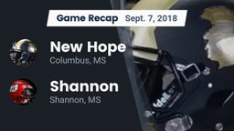 Recap: New Hope  vs. Shannon  2018