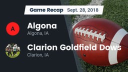Recap: Algona  vs. Clarion Goldfield Dows  2018