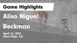 Aliso Niguel  vs Beckman  Game Highlights - April 16, 2022