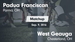 Matchup: Padua Franciscan vs. West Geauga  2016