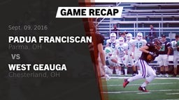 Recap: Padua Franciscan  vs. West Geauga  2016