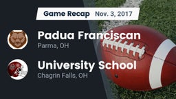 Recap: Padua Franciscan  vs. University School 2017