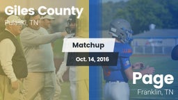 Matchup: Giles County vs. Page  2016