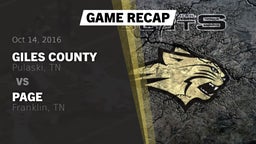 Recap: Giles County  vs. Page  2016