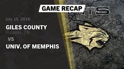 Recap: Giles County  vs. Univ. of Memphis 2016