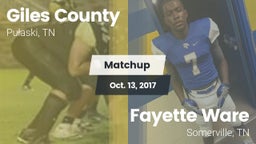 Matchup: Giles County vs. Fayette Ware  2017