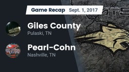 Recap: Giles County  vs. Pearl-Cohn  2017