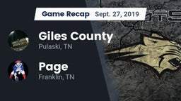 Recap: Giles County  vs. Page  2019
