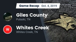 Recap: Giles County  vs. Whites Creek  2019