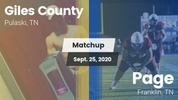 Matchup: Giles County vs. Page  2020