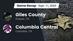 Recap: Giles County  vs. Columbia Central  2020