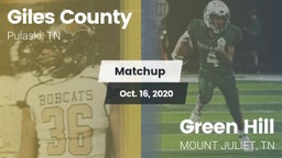 Matchup: Giles County vs. Green Hill  2020