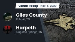 Recap: Giles County  vs. Harpeth  2020