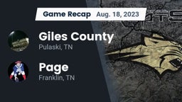 Recap: Giles County  vs. Page  2023