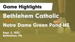 Bethlehem Catholic  vs Notre Dame Green Pond HS Game Highlights - Sept. 3, 2022