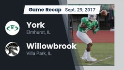 Recap: York  vs. Willowbrook  2017