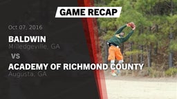 Recap: Baldwin  vs. Academy of Richmond County  2016